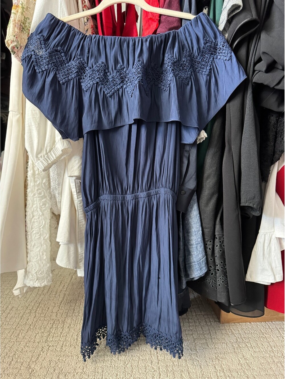 Ramy Brook off the shoulder mini dress with crochet trim - Picture 3 of 5